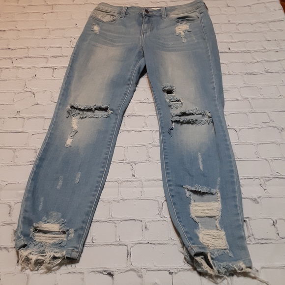 Cello Denim - Cello Jeans Distressed Light Wash High Rise